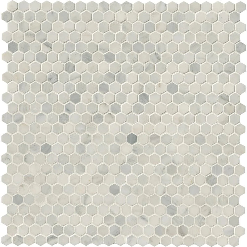 MSI Arabescato Carrara Hexagon Honed Marble Mosaic Tile 11.1"x11.5"