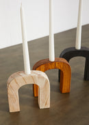 Arch Wooden Taper Candlestick Holder