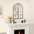 Arched Window Pane Mirror Wall Mounted for Living Room and Entryway-Natural by LJGDeals