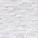 Arctic white ledger corner 6x18 multi marble wall tile LPNLMARCWHI618COR MULTI product shot room view