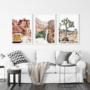 3 Piece Arizona Travel Wall Art. Joshua Tree, Bus, Waterfall by Wall Art Set
