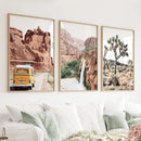 3 Piece Arizona Travel Wall Art. Joshua Tree, Bus, Waterfall by Wall Art Set