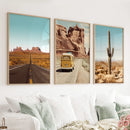 Arizona Desert Travel Art. Grand Canyon, Retro Van, Cactus by Wall Art Set