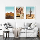 Arizona Desert Travel Art. Grand Canyon, Retro Van, Cactus by Wall Art Set