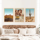 Arizona Desert Travel Art. Grand Canyon, Retro Van, Cactus by Wall Art Set
