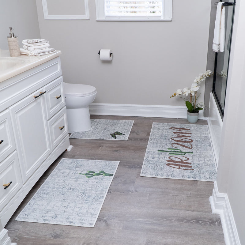 US States Arizona Design 3 Piece Bathroom Rugs Set |Gray