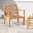 Teak Wood Slatted Patio Chair Armchair with Cozy Backrest and Armrests by LJGDeals