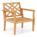 Teak Wood Slatted Patio Chair Armchair with Cozy Backrest and Armrests by LJGDeals