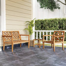 Teak Wood Slatted Patio Chair Armchair with Cozy Backrest and Armrests by LJGDeals
