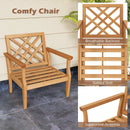 Teak Wood Slatted Patio Chair Armchair with Cozy Backrest and Armrests by LJGDeals
