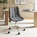 Armless Office Chair Upholstered Makeup Vanity Chair with Adjustable Height and Wheels-Grey by LJGDeals