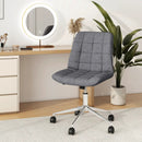 Armless Office Chair Upholstered Makeup Vanity Chair with Adjustable Height and Wheels-Grey by LJGDeals