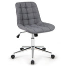 Armless Office Chair Upholstered Makeup Vanity Chair with Adjustable Height and Wheels-Grey by LJGDeals