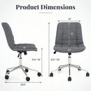 Armless Office Chair Upholstered Makeup Vanity Chair with Adjustable Height and Wheels-Grey by LJGDeals