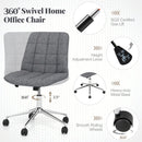 Armless Office Chair Upholstered Makeup Vanity Chair with Adjustable Height and Wheels-Grey by LJGDeals