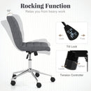 Armless Office Chair Upholstered Makeup Vanity Chair with Adjustable Height and Wheels-Grey by LJGDeals
