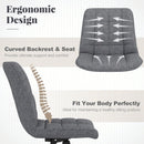 Armless Office Chair Upholstered Makeup Vanity Chair with Adjustable Height and Wheels-Grey by LJGDeals