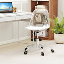 Armless Rolling Office Chair with Swivel Seat and PU Leather Cushion-Clear by LJGDeals