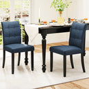 Set of 2 Tufted Dining Chairs Armless with Rubber Wood Legs-Dark Blue by LJGDeals