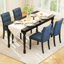 Set of 2 Tufted Dining Chairs Armless with Rubber Wood Legs-Dark Blue by LJGDeals