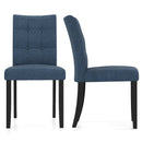 Set of 2 Tufted Dining Chairs Armless with Rubber Wood Legs-Dark Blue by LJGDeals
