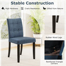 Set of 2 Tufted Dining Chairs Armless with Rubber Wood Legs-Dark Blue by LJGDeals