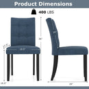 Set of 2 Tufted Dining Chairs Armless with Rubber Wood Legs-Dark Blue by LJGDeals