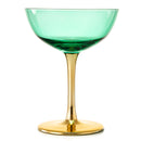 Colored Coupe Art Deco Glasses, Gold | Set of 4 | 8 oz (Green)