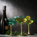 Colored Coupe Art Deco Glasses Gold Set Of 2 12 Oz Classic Cocktail Glassware For Champagne Martini by The Wine Savant