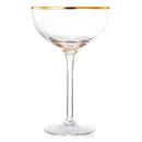 Vintage Crystal Champagne Coupe Gold Rim Glasses | Set of 2 | 7 oz