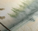 Panoramic Framed Canvas Print of Misty Fog Covered Lake and Pine Tree Forest, Perfect for Living Room, Bedroom