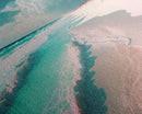 Panoramic Framed Canvas Print of Watercolor Beach Sunset Landscape Painting, Blue Ocean Waves, Tranquil Art, Peaceful Art