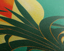 Midcentury Style Art Deco Palm Leaf, Framed Canvas Print, Framed Art, Wall Decor, Palm Tree, Tropical Art, green and gold art