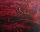 Blood red tree, fantasy horror art, framed canvas print