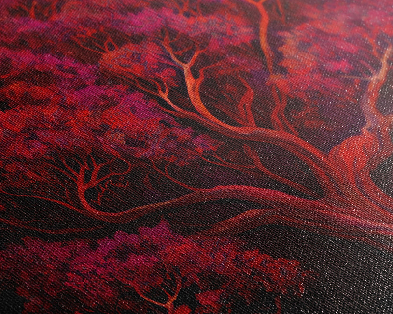 Blood red tree, fantasy horror art, framed canvas print