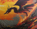 Fiery Dragon Burning Down Forest Canvas Print - Mystical Fantasy Wall Art Home Decor Artwork