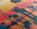 Sun beading down on a family of Elephants, framed canvas print