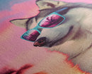 Siberian Husky In Pink Sunglasses Wall Print, Dog Art Print, Dog Portrait, Framed Wall Art, Framed Canvas, Wall Print, Wall Canvas