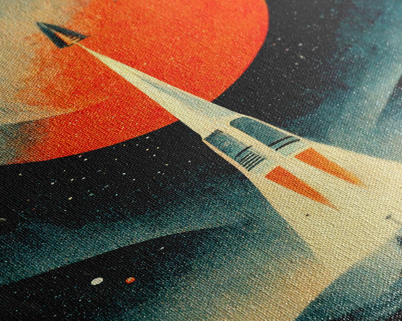 Art Deco Style Spaceship, Space Exploration, Science Fiction / SciFi Canvas Print, Ready to Hang Wall Art