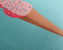 Pop Art Ice Cream Cone With Sprinkles, Retro Style Framed Canvas Print Art, Turquoise Art, Vintage Inspired Ice Cream Shop Wall Art