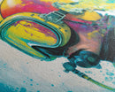 Graffiti Pop Art Scuba Diver, Framed Canvas Print, Scuba Painting, Retro Under Water Punk Art