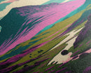 Retro Style Purple Mountain Landscape, Framed Canvas Print, MCM Style Art, Framed Wall Art, Wall Decor, Living Room / Guest Room Art