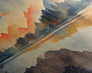 Watercolor painting of a forest fire, canvas print, landscape art