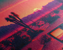 Surrealist Art, Retro TV Abandoned In The Desert, Statement Piece, but what? -  Framed Canvas Print - Synthwave Sunset Desert Art
