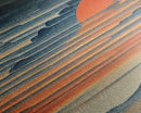 Japanese style wall art, sunrise over the mountains, canvas print, woodblock print style art, Hokusai style wall art