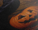 Crow Atop A Jack O Lantern, Framed Canvas Print, Halloween Decor, Raven Painting, Victorian Oil Painting Print, Macabre Horror Print
