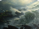 Lighthouse In The Storm, Framed Canvas Print, Nautical Decor, Nautical Painting, Guest Room Art, Moody Decor