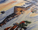 Christmas On The Farm, Winter Wall Art Framed Canvas Print, Gift Idea, Seasonal Decor, Barn Painting, Farmhouse Art