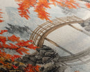 Japanese Bridge in Autumn Framed Canvas Print Fall Landscape Art Nature Wall Decor Seasonal Holiday Art Rustic Country Gift Idea 2024
