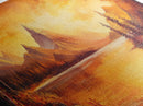 Golden Hour Over The Mountains, Sunset Landscape Painting Print, Wood Framed Artwork, Ultra Wide Panoramic Print